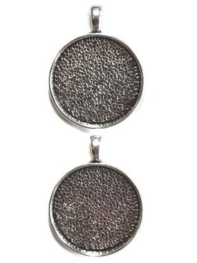 🔥$1 Clearance Silvertone Round Cabochon Pendant Trays 29mm (2pc)